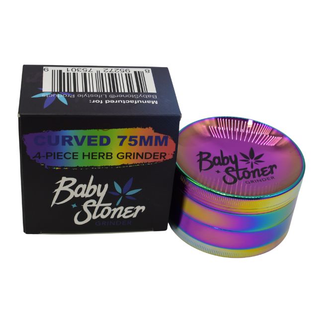 BABY STONER 4PARTS ZINC ALLOY CURVED 75MM GRINDER - Image 2