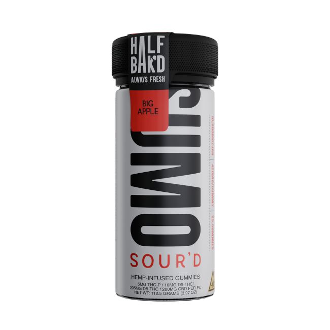 HALF BAK'D SUMO SOUR'D THC-P + D9-THC + D8-THC + CBD 10,000MG GUMMIES 25CT JAR - Image 2