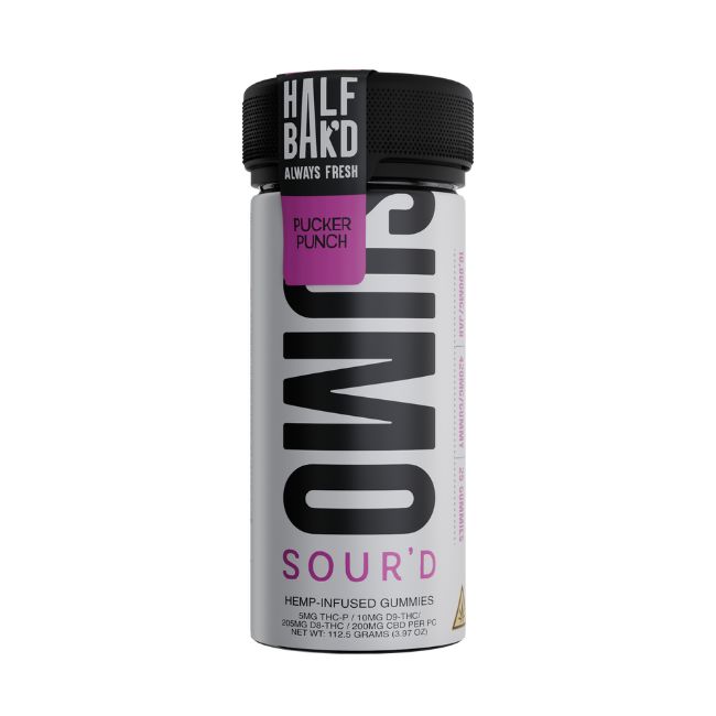HALF BAK'D SUMO SOUR'D THC-P + D9-THC + D8-THC + CBD 10,000MG GUMMIES 25CT JAR - Image 3