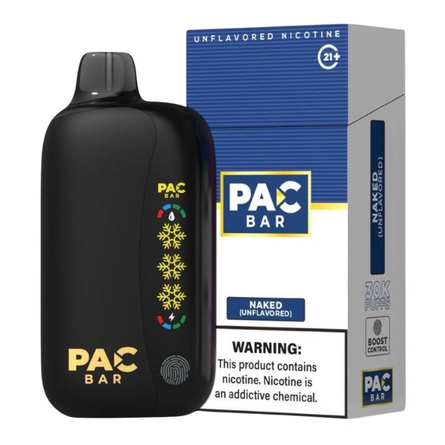 PAC BAR UNFLAVORED NICOTINE 4% DISPOSABLE (100ML) 30K PUFFS 5CT/ BOX - Image 2