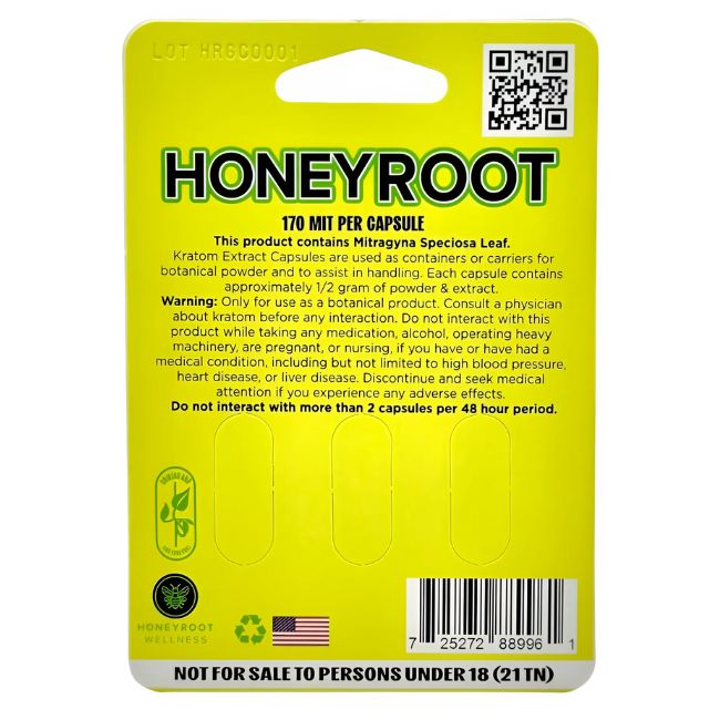 HONEYROOT WELLNESS 7 HYDROXY KRATOM 510MIT CAPSULE 3CT/25PK - Image 3