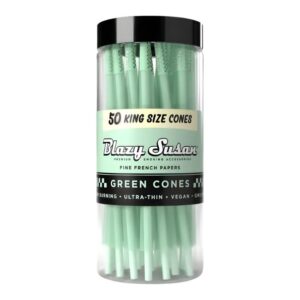BLAZY SUSAN KING SIZE GREEN CONES 50CT JAR