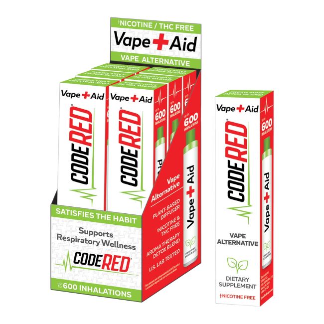 CODE RED VAPE+AID CLEAN VAPE ALTERNATIVE RESPIRATORY WELLNESS CODE RED UPTO 600 INHALATIONS 6CT/ BOX