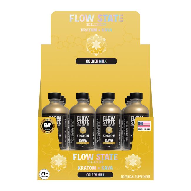 PURE INFINITY BOTANICALS FLOW STATE ELIXIR KRATOM + KAVA BOTANICAL SUPPLEMENT 345MG (2OZ) SHOT 12CT/ BOX