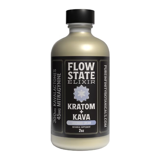 PURE INFINITY BOTANICALS FLOW STATE ELIXIR KRATOM + KAVA BOTANICAL SUPPLEMENT 345MG (2OZ) SHOT 12CT/ BOX - Image 4