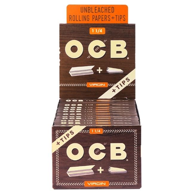 OCB VIRGIN 1 1/4 ROLLING PAPERS + TIPS (OCTP14VR) 24CT/ BOX