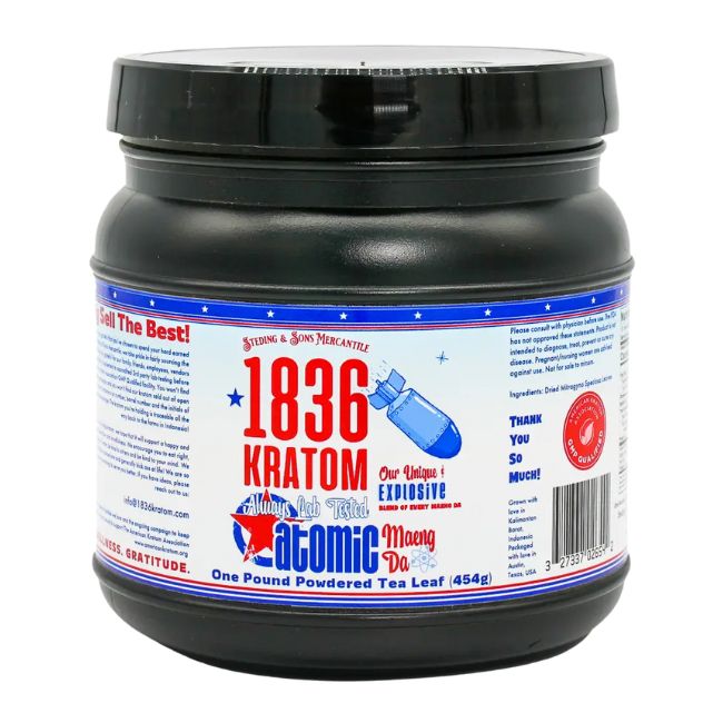 1836 KRATOM TEA LEAF 1POUND / 1LB (454GM) POWDER JAR