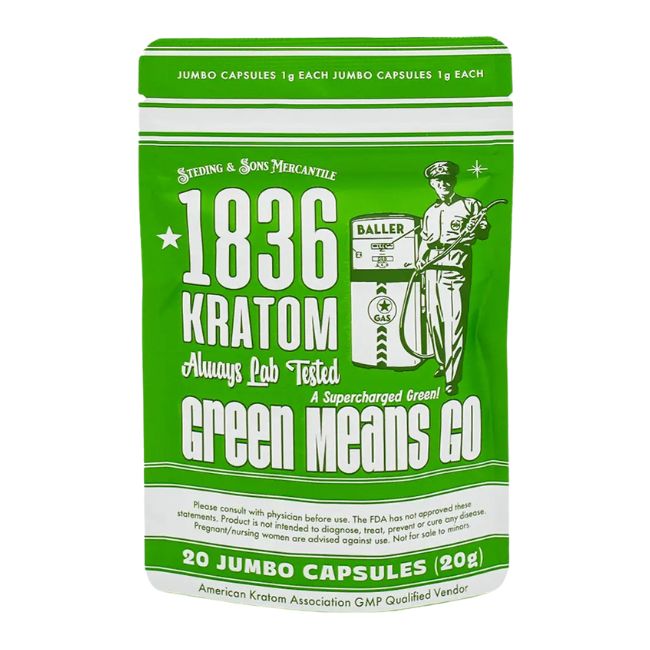 1836 KRATOM 20CT JUMBO CAPSULES BAG