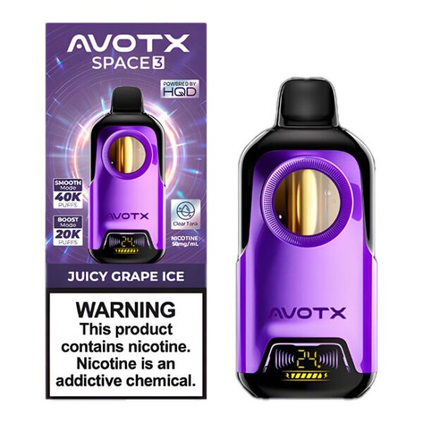 AVOTX SPACE 3 POWERED BY HQD 5% DISPOSABLE (100ML) BOOST MODE - 20K & SMOOTH. MODE - 40K PUFFS 5CT/ BOX