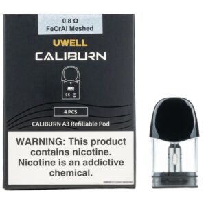 CALIBURNA3POD201 UWELL CALIBURN A3S 2ML (0.8OHM) FeCrAI MESHED REPLACEMENT PODS 4PK/ BOX