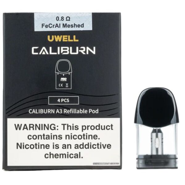 UWELL CALIBURN A3S 2ML (0.8OHM) FeCrAI MESHED REPLACEMENT PODS 4PK/ BOX