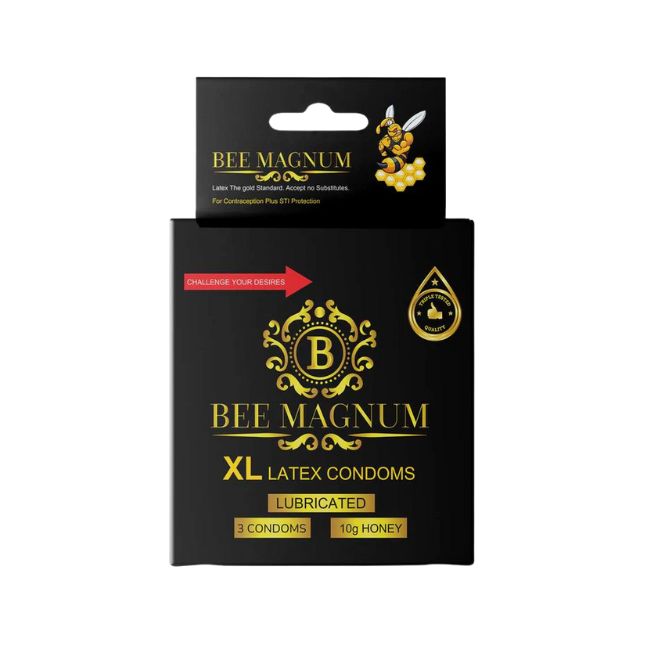 BEE MAGNUM LUBRICATED 3 CONDOMS & 10GM HONEY - Image 2