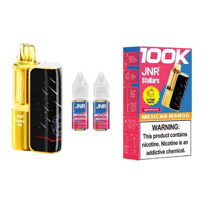 JNR STELLARC 5% DISPOSABLE KIT (150ML) 100K PUFFS 5CT/ BOX (2 BOTTLES OF E-LIQ INCLUDED) - Image 3