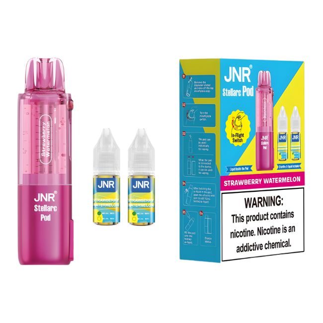 JNR STELLARC 5% DISPOSABLE POD (150ML) 100K PUFFS 5CT/ BOX (2 BOTTLES OF E-LIQ INCLUDED) - Image 3