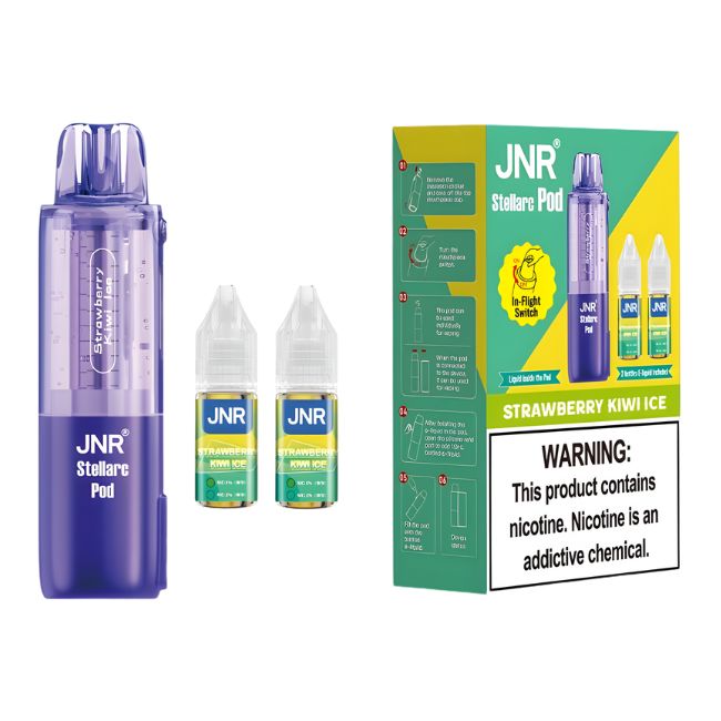 JNR STELLARC 5% DISPOSABLE POD (150ML) 100K PUFFS 5CT/ BOX (2 BOTTLES OF E-LIQ INCLUDED) - Image 4