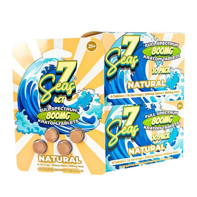 7SEAS FULL SPECTRUM KRATOM 200MG PER TABLET 4CT/ 10PK BOX - Image 2