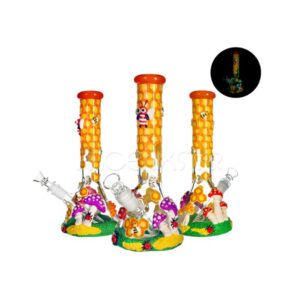 HD424 PHOENIXSTAR GLASS 10'' 3-D HAND PAINTING GLOW IN THE DARK WATER PIPE