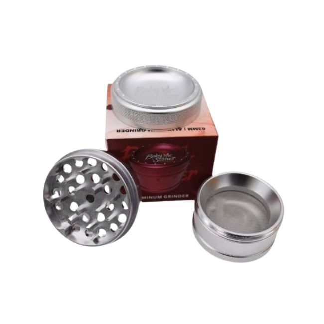 BABY STONER 4 PART METAL SCREEN ALUMINUM 63MM GRINDER - Image 2
