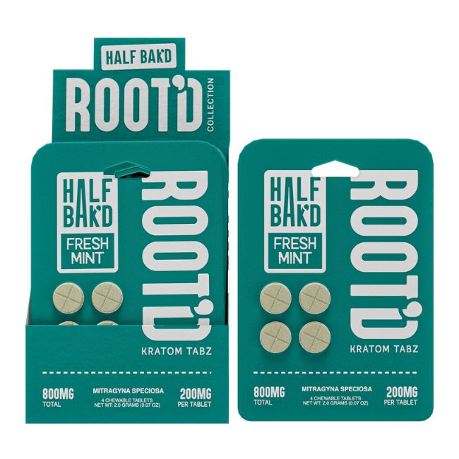 HALF BAK'D ROOT'D KRATOM 200MG PER TABLET 4CT/10PK - Image 2
