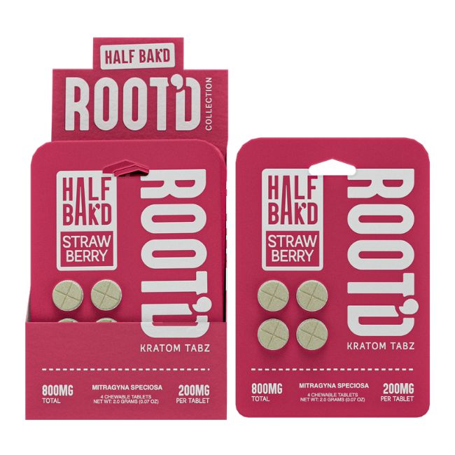 HALF BAK'D ROOT'D KRATOM 200MG PER TABLET 4CT/10PK - Image 3