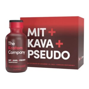 THEKRATOMMITPSE01 THE KRATOM COMPANY 100MG MIT + 10MG + PSEUDO + 100MG KAVA RED 2OZ 59ML SHOTS 12CT/ BOX