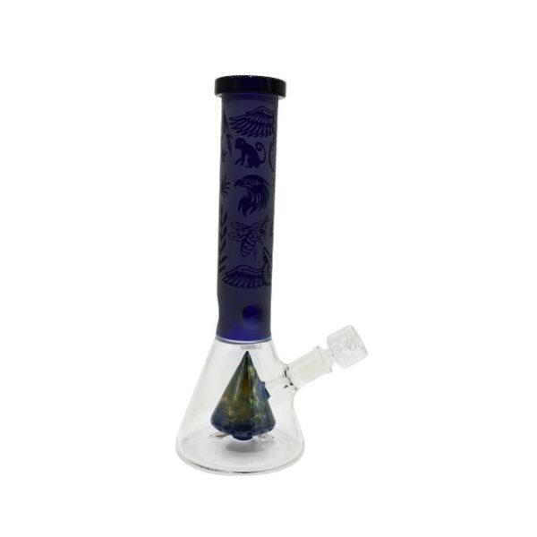 14'' ELECTROPLATED ENGRAVED PYRAMID ART BEAKER WATER PIPE