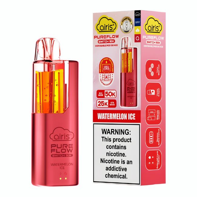 AIRIS PURE FLOW SWITCH 5% DISPOSABLE POD (50ML) GTR. MODE - 25K & ECO. MODE - 50K PUFFS 5CT/ BOX - Image 7