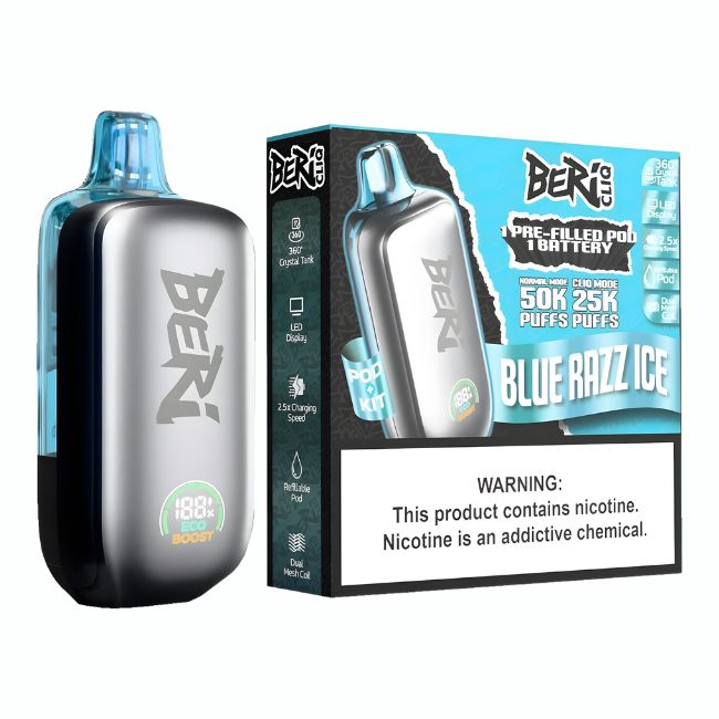 BERI CLIQ 5% DISPOSABLE VAPE KIT (90ML) 50K PUFFS 5CT/ BOX - Image 2