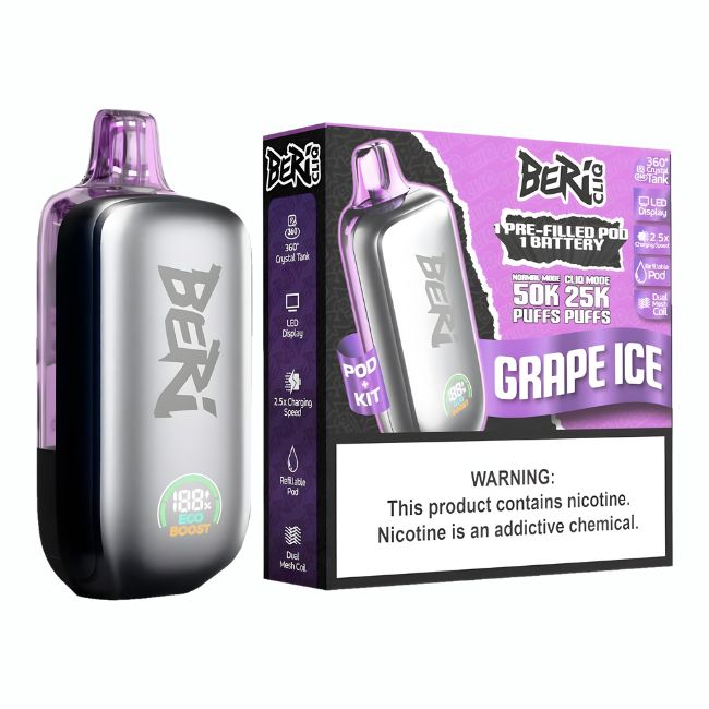 BERI CLIQ 5% DISPOSABLE VAPE KIT (90ML) 50K PUFFS 5CT/ BOX - Image 3