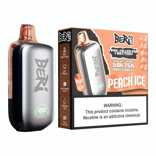 BERI CLIQ 5% DISPOSABLE VAPE KIT (90ML) 50K PUFFS 5CT/ BOX - Image 4