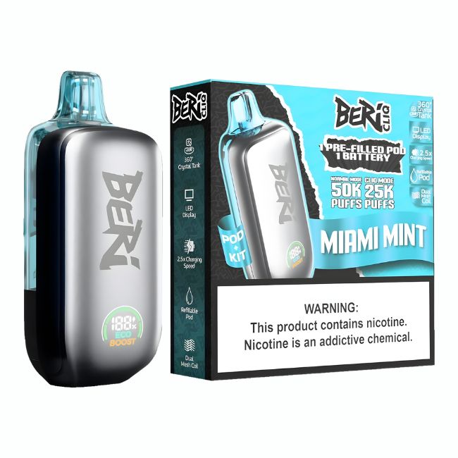 BERI CLIQ 5% DISPOSABLE VAPE KIT (90ML) 50K PUFFS 5CT/ BOX - Image 7
