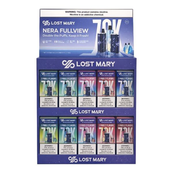 LOST MARY NERA 5% DISPOSABLE KIT + 2POD ASSORTED FLAVOR (480ML) 70K PUFFS 20CT/ DISPLAY