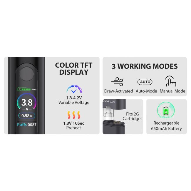 YOCAN ZIVA 2.0 SMART VAPORIZER MOD BATTERY 10CT/ BOX - Image 3