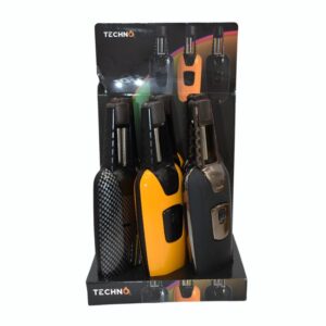 TECHNO RUBBER FINISH TORCH LIGHTER 6CT/ DISPLAY