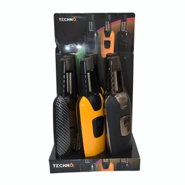 TECHNO RUBBER FINISH TORCH LIGHTER 6CT/ DISPLAY