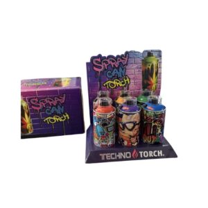 19017 TECHNO 5'' GRAFFITI SPRAY CAN TORCH LIGHTER 6CT/ DISPLAY