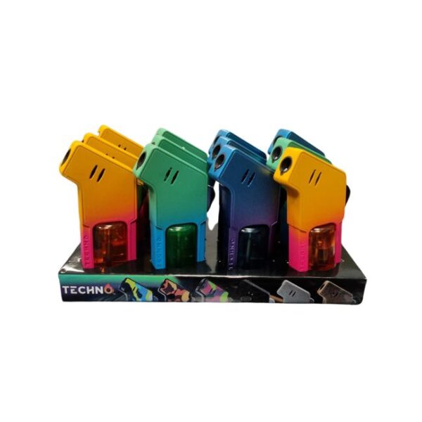 TECHNO CAMOUFLAGE GRADIENT COLOR TORCH LIGHTER 12CT/ DISPLAY