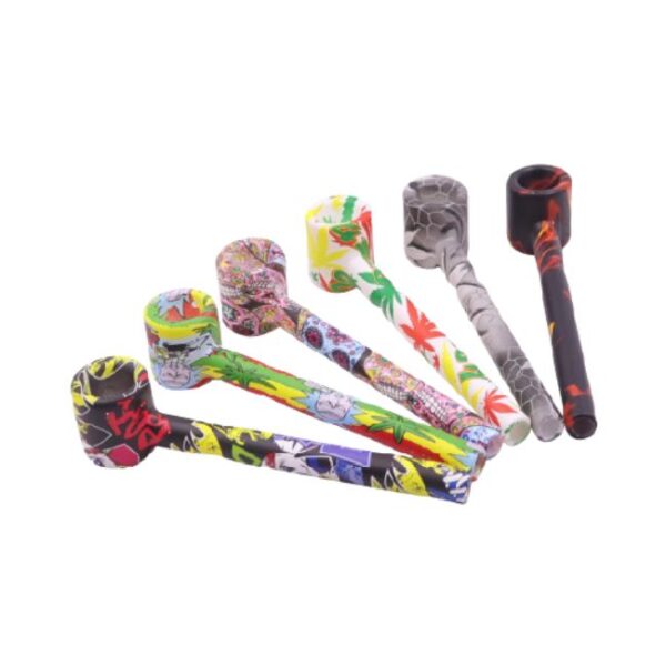 SHERLOCK SHAPE ASSORTED DESIGN GLASS PIPE WITH METAL TOP 24CT/ BOX