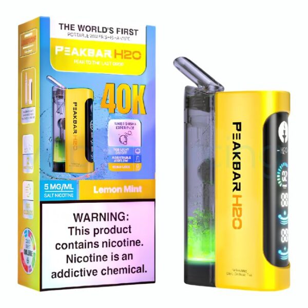 PEAKBAR H2O 5% PORTABLE WATER SHISHA VAPE DISPOSABLE (100ML) 40K PUFFS 5CT/ BOX