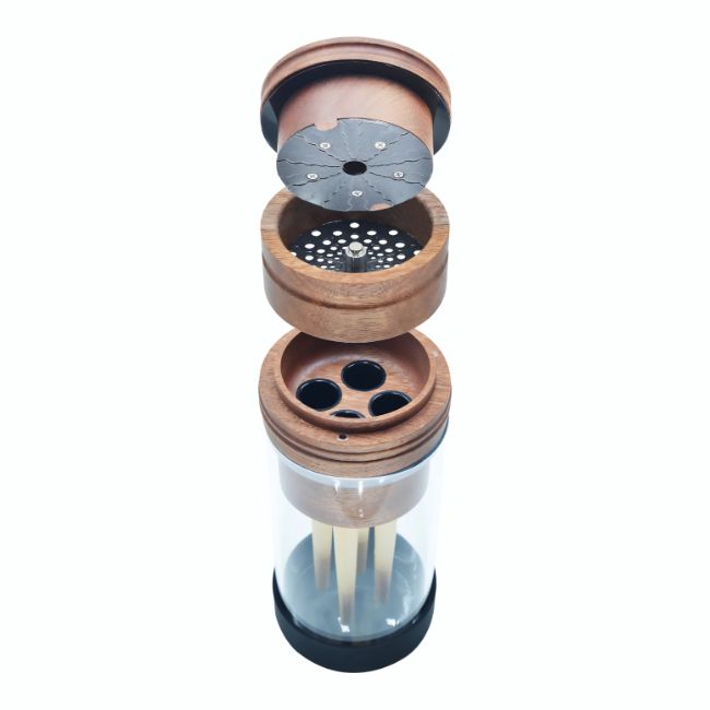 RYO TRUST GAIA FILLER 65MM WIDE KING SIZE 2PART WOOD GRINDER WITH AIR TIGHT GLASS JAR - Image 2