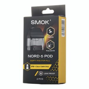 SMKNORD6PODE001 SMOK NORD 6 TOP-FILL 5ML EMPTY REPLACEMENT POD 2PK/ BOX