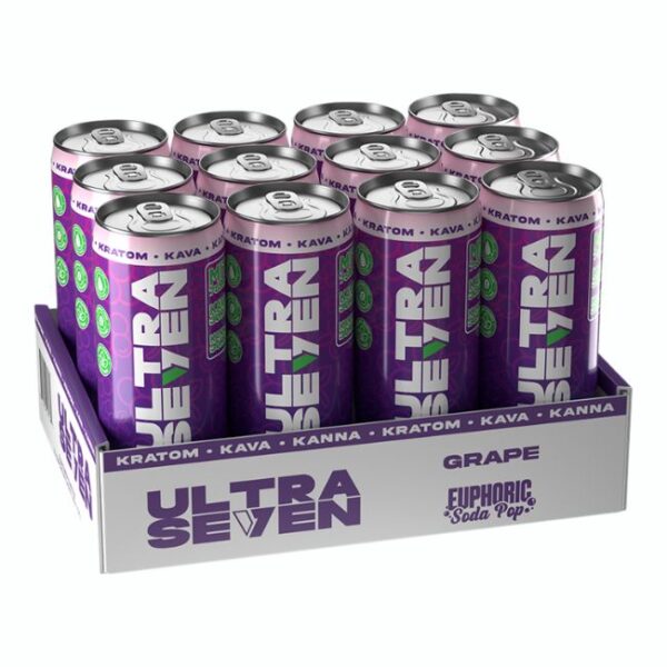 ULTRA 7 SEVEN KRATOM KAVA KANNA EUPHORIC SODA POP 135MG (12OZ  356ML/ CAN) 12CT/ CASE