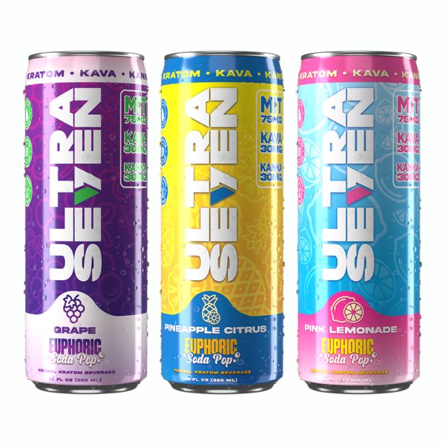 ULTRA 7 SEVEN KRATOM KAVA KANNA EUPHORIC SODA POP 135MG (12OZ 356ML/ CAN) 12CT/ CASE - Image 4