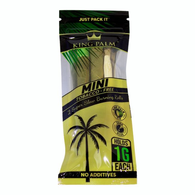 KING PALM GREEN LEAF MINI ROLLS TOBACCO FREE EXTRA FRESH 1GM CONES 2PK 10CT/ BOX