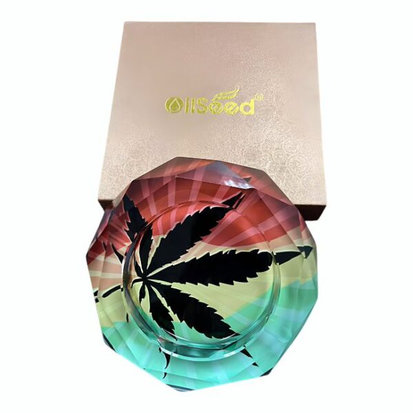 OILSEED RASTA LEAF HEAVY DUTY MEDIUM GLASS ASHTRAY