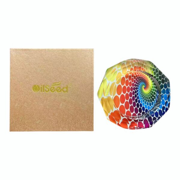 OILSEED RAINBOW CIRCLES HEAVY DUTY MEDIUM GLASS ASHTRAY