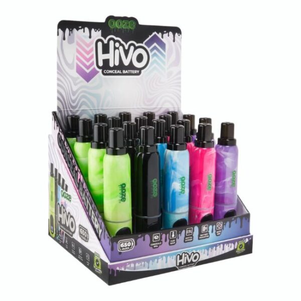OOZE HIVO 650mAH CONCEAL BATTERY ASSORTED COLORS 20CT/ DISPLAY