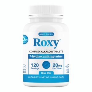 ROXY 7-HYDROXY MITRAGYNINE LEAF EXTRACT ALKELOID 20MG TABLET 60CT BOTTLE