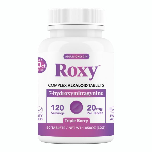 ROXY 7-HYDROXY MITRAGYNINE LEAF EXTRACT ALKELOID 20MG TABLET 60CT BOTTLE