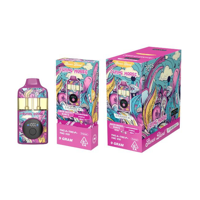 FLYING HORSE STONER BLEND THC IX + THCP+THC VIII 3 IN 1 FLAVOR 9GM DISPO 5CT/ BOX